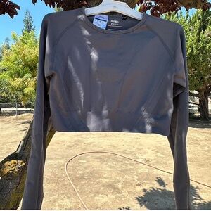 AYBL Women's Gray Crop Gym Long Sleeve